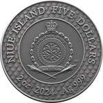 Pièce de monnaie en Argent 5 Dollars g 62.2 (2 oz) Millésime 2024 Divine Pearls PINK PEARL AND DRAGON