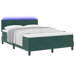 Lit Box Spring vidaXL avec Matelas et LED Vert Foncé 160x200 cm Velours