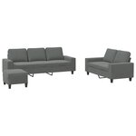 vidaXL Ensemble de canapés 3 Pièces gris foncé tissu