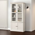 vidaXL Vitrine en verre VIGO blanc 85x35x170 cm bois massif de pin