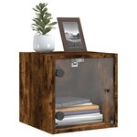 vidaXL Tables de chevet et portes vitrées 2 Pièces chêne fumé 35x37x35 cm