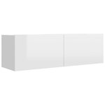 vidaXL Meuble TV Blanc brillant 100x30x30 cm Bois d’ingénierie