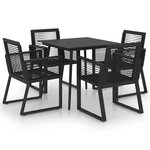 vidaXL Ensemble à manger d'extérieur 5 Pièces Rotin PVC Noir