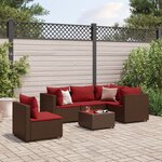 vidaXL Salon de jardin 6 Pièces avec coussins Marron Résine tressée
