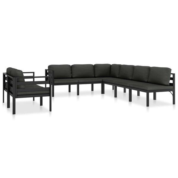 Salon de jardin meuble d'extérieur ensemble de mobilier 8 pièces avec coussins aluminium anthracite 02_0017465