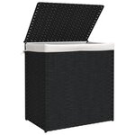 vidaXL Panier à linge avec 2 sections noir 53x35x57 cm résine tressée