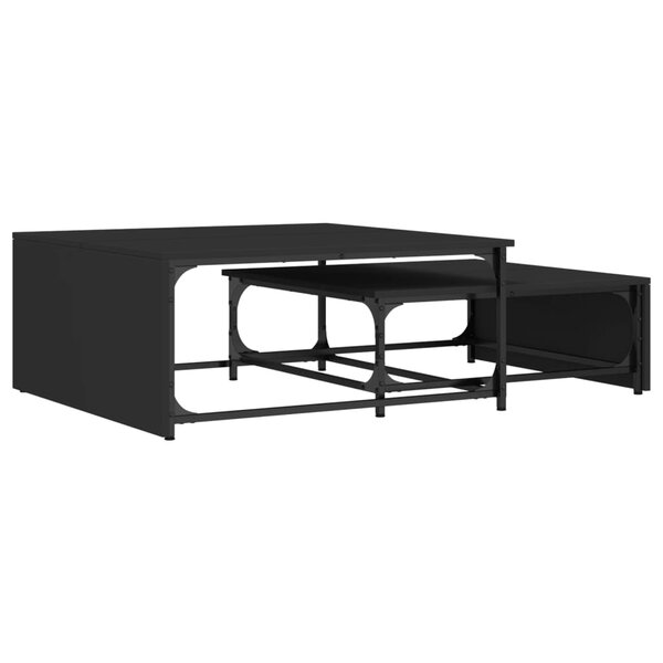 vidaXL Tables basses gigognes 2 Pièces noir bois d'ingénierie et métal