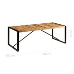 vidaXL Table à manger 220x100x75 cm Bois de manguier massif