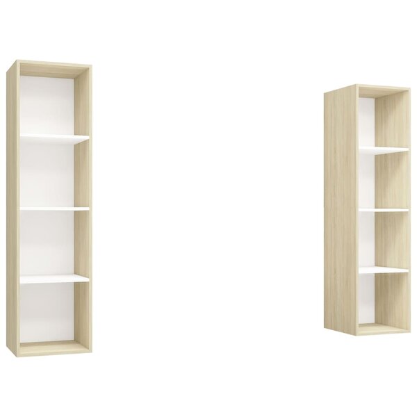 vidaXL Meubles TV muraux 2 Pièces Blanc et chêne sonoma Bois d'ingénierie