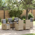 vidaXL Ensemble de salle à manger de jardin 7 pièces Beige Rattan Synthétique
