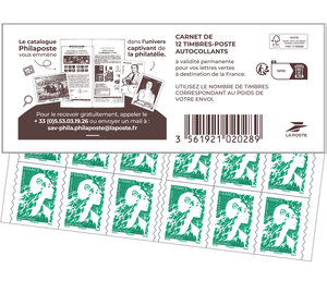 Carnet 12 timbres Marianne de l'avenir - Lettre Verte - Couverture Catalogue Philaposte