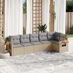 vidaXL Salon de jardin avec coussins 6 Pièces beige résine tressée