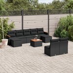 vidaXL Salon de jardin 10 Pièces avec coussins noir résine tressée