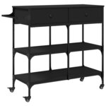vidaXL Chariot de cuisine noir 105x42x95 cm bois d'ingénierie