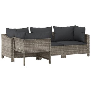 Salon de jardin meuble d'extérieur ensemble de mobilier 4 pièces avec coussins gris résine tressée 02_0016154