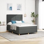vidaXL Lit Tapissier avec Matelas Gris Foncé 140x200 cm Tissu