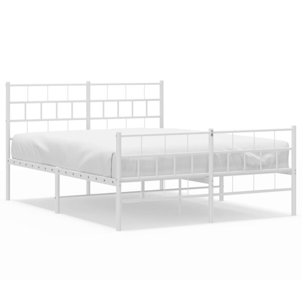vidaXL Cadre de lit métal sans matelas et pied de lit blanc 120x200 cm