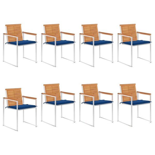 vidaXL Chaises de jardin 8 Pièces avec coussins Bois d'acacia solide