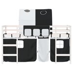 vidaXL Lit mezzanine enfants et tunnel blanc/noir 90x200 cm pin massif