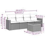 vidaXL Salon de jardin 5 Pièces avec coussins gris résine tressée