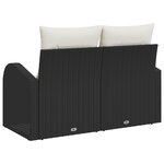 vidaXL Canapé de jardin 2 places avec rangement et coussins en rattan noir