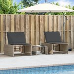 vidaXL Chaises longues lot de 2 avec table gris résine tressée