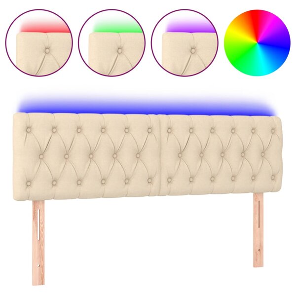 vidaXL Tête de lit à LED Crème 144x7x78/88 cm Tissu