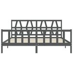 vidaXL Cadre de lit avec tête de lit gris 200x200 cm bois massif