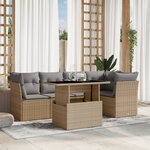 vidaXL Salon de jardin avec coussins 6 Pièces beige résine tressée