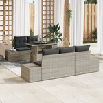 vidaXL Ensemble de canapé de jardin 6 pièces avec coussins Gris clair en poly rattan