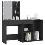 vidaXL Coiffeuse à LED avec armoire noir bois d'ingénierie