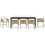 vidaXL Ensemble de salle à manger de jardin 9 pièces avec coussins Beige Rattan Poly