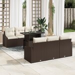 vidaXL Ensemble de sofa de jardin 7 pièces avec coussins marron en poly rotin