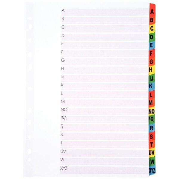 Jeu intercalaires alphabétiques 20 touches de A à Z format A4