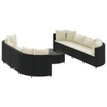 vidaXL Salon de jardin 9 Pièces avec coussins noir résine tressée