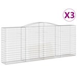 vidaXL Paniers à gabions arqués 3 Pièces 400x50x160/180 cm fer galvanisé