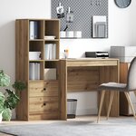 Bureau vidaXL avec Rangement Chêne Artisan Bois d'Ingénierie