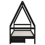 vidaXL Cadre de lit d'enfants tiroirs noir 90x190cm bois de pin massif