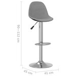 vidaXL Tabourets de bar lot de 2 gris tissu