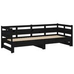 vidaXL Lit coulissant sans matelas noir 2x(90x190) cm
