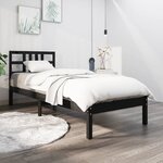 vidaXL Cadre de lit Noir Bois massif 100x200 cm