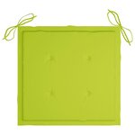 vidaXL Chaises de jardin avec coussins vert vif lot de 3 Bois de teck