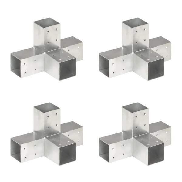 vidaXL Connecteurs de poteau 4 Pièces Forme en X Métal galvanisé 71x71 mm