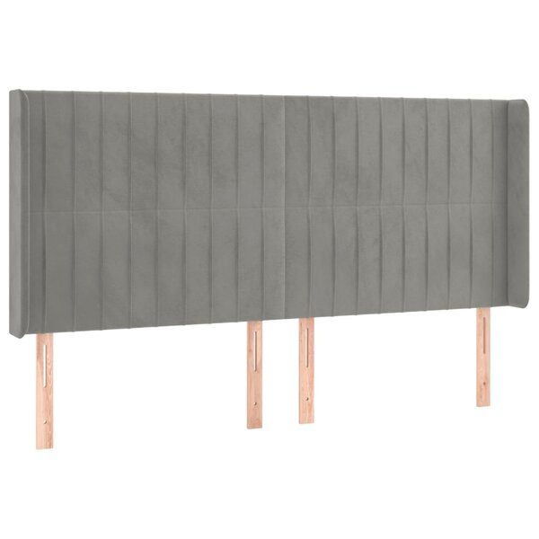 vidaXL Tête de lit avec oreilles Gris clair 163x16x118/128 cm Velours