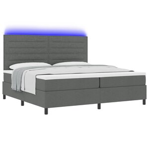 vidaXL Lit à Ressorts avec Matelas & LED Gris Foncé 200x200 cm Tissu