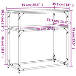 vidaXL Table console sonoma gris 75x35 5x75 cm bois d'ingénierie