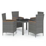 vidaXL Ensemble à manger d'extérieur 5Pièces coussins résine tressée gris