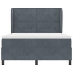 Lit box spring vidaXL avec matelas - Gris foncé - 140x200 cm - Velours