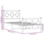 vidaXL Cadre de lit métal sans matelas avec pied de lit blanc 90x190cm