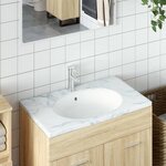 vidaXL Évier de salle de bain blanc 49x40 5x21 cm ovale céramique